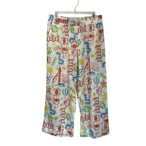 Panama Jack Linen Blend Pants Size L White Beach Lounge Coastal Resort